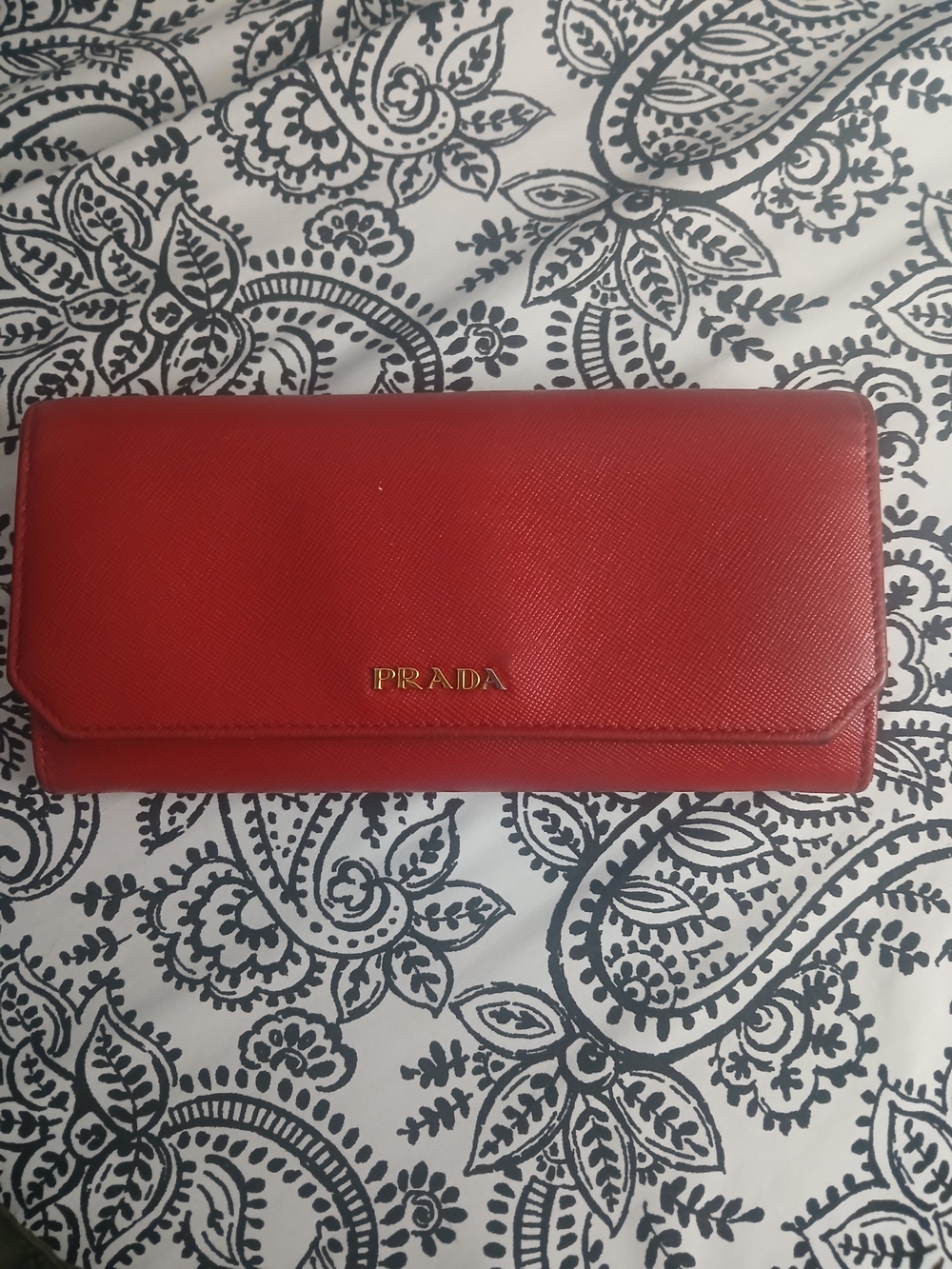 Prada Red Leather Continental Wallet - PRADA